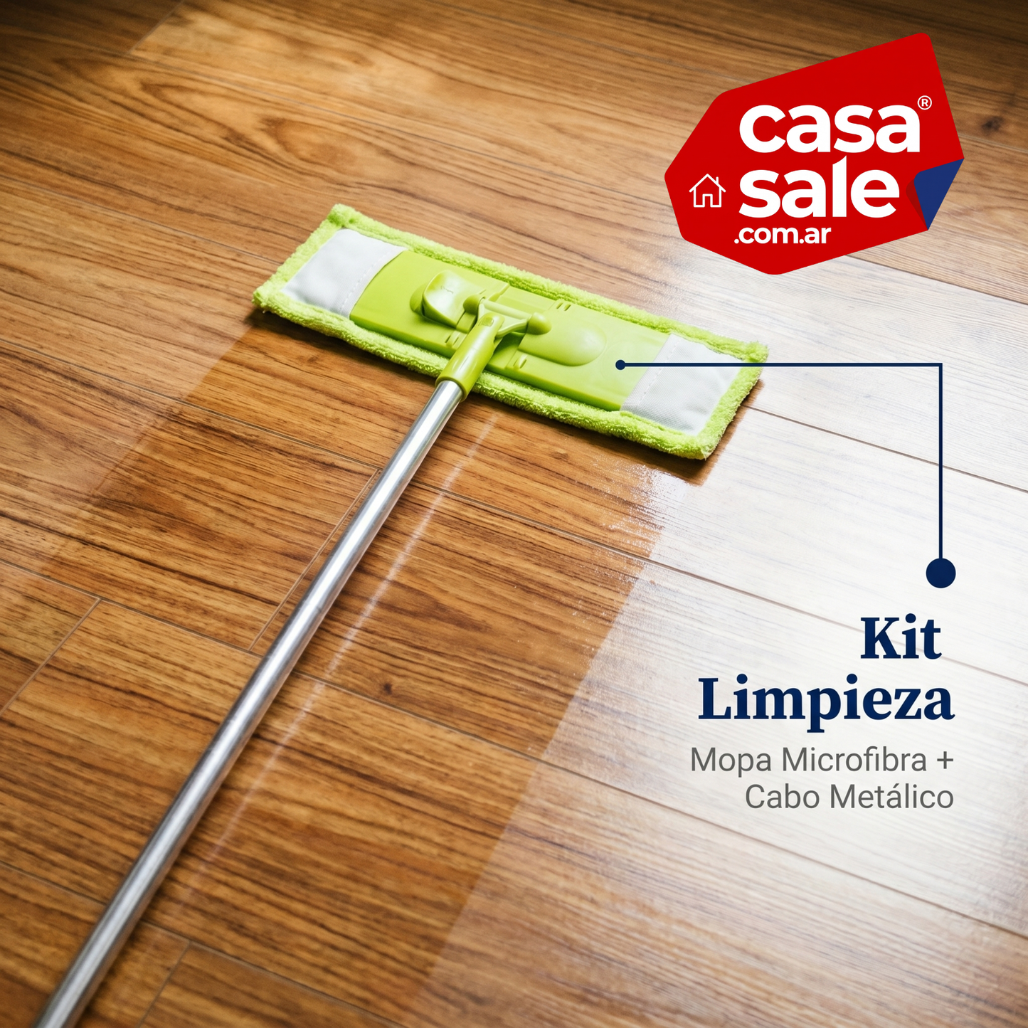 Resultado Profesional: Mopa Microfibra Premium + Cabo Metálico